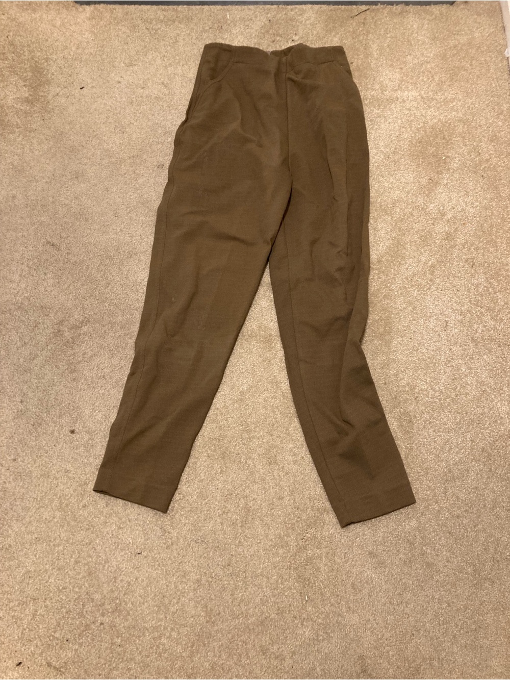 Moda International Olive Brown Tapered Women's Trousers